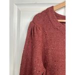 1. State  Sweater Womens Size XL Speckled Puff Sleeve Cozy Knit Mauve Brown Photo 5