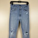 Mother Women’s High‑Waisted Looker Crop Jeans Size 26 Chatterbox Knee Rips Blue Photo 1