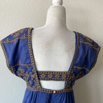 Tibi Blue and Brown Embellished Flutter Sleeve Sundress Size 2 Photo 5