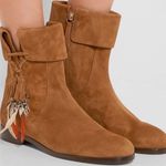 Aquazzura Coachella feathered black suede flat ankle boots size IT 35 US 5 Photo 12