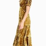 Who What Wear NWT Gold Crushed Velvet Short Sleeve Midi Dress Photo 1
