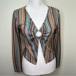 Princess Polly  y2k Multicolor Striped V-Neck Top size 8 long sleeve Photo 3