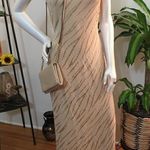 New! Tiger Pattern Open back maxi w/side slit Tan Size L Photo 1