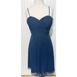 Bill Levkoff Chiffon Strapless Cocktail Dress Sweetheart Neckline Navy Dress 10 Photo 2