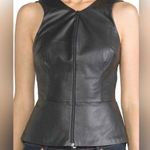 Trina Turk Genuine Leather Casual Cropped Biker short peplum top Size 2 Photo 0