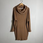Gap  Ribbed Cowl Neck Sweater Mini Dress Women's Large Brazen Brown Cozy Knit Photo 3