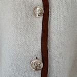 Ann Taylor faux suede trim sweater jacket beige size XL Photo 7