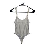 Source Unknown White Floral Strap Bodysuit Photo 2