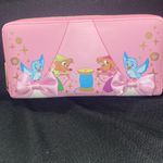 Disney Loungefly Cinderella Pink Wallet with Gold Zipper Pink Bows 8” x 4” EUC Photo 12