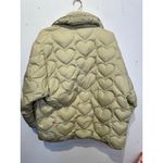 Sandro  Light Sage Gloriana Heart Quilted Puffer Button Up Jacket sz 36 FLAWED Photo 4