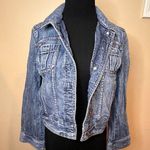 EXPRESS  Denim Jacket Size Small 100% Cotton Button Down Medium Wash Waist Length Photo 0