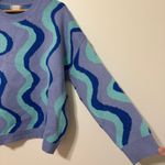 Altar'd State Altar’d State Waves Abstract Sweater Size Medium Blue Purple Funky Retro Cowgirl Photo 3