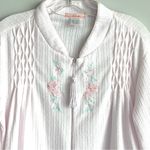 Loti Fashion Smocked Robe Full Zip Light Pink Terrycloth Housecoat Embroidered Size M Photo 1
