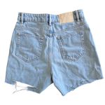 ZARA Womens High Waist Denim Short Size 6 Light Denim Distressed Photo 1