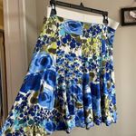 Karen Kane  Large Floral Blue and Green Flare Mini Skirt Photo 2