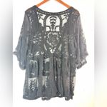 Grace & Lace M Witchy Black Mesh Detail Bell Sleeve Top Size M Photo 1