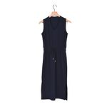 Socialite Cinched Waist V-Neck Sleeveless Midi Dress in Navy Blue Women's S Photo 1