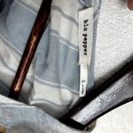 Blu Pepper  Romper V-Neck Blue Stripe Sz L Floral Embroidered Sleeveless Photo 4