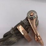 Henri Bendel  Snakeskin Leather Rose Gold Adjustable Bracelet Rhinestone Pyramid Photo 7