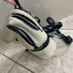 Michael Kors Mini Backpack Cream Sherpa Black Leather Trim Silver Hardware Cute Photo 2