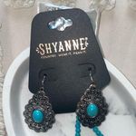 Shyanne  Turquoise Dangle Scallop-Edge Teardrop Earrings Photo 0