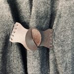 Anthropologie  Bibelot Wool Cardigan Leather Buckle/Cut-Outs Charcoal Grey size M Photo 10