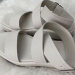 ZARA  Off White Flat Leather Platform Sandals Shoes Size 38 NEW Photo 3