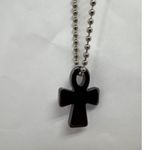 Ankh‎ Cross Pendant Necklace Hematite Tone Bead Chain Ancient Egyptian Symbol Black Photo 5