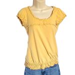 Charlotte Russe Excellent Junior Yellow Ruffle Trim Short Sleeve Blouse SZ Large Photo 2