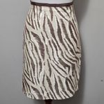 Loft Brown & Beige Zebra Print Silk Blend Pencil Skirt Size 6 Photo 1