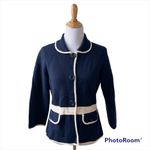 Kate Spade  Mayson Wool Sweater Jacket in Midnight Navy and Cream Size 8 Photo 57