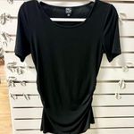Saks 5th Avenue Saks Fifth Avenue Short Sleeve Scoop Neck Side Ruched T-Shirt Top Black Womens M Photo 0
