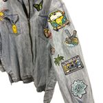 Y2K Nada Nuff Contempo Patch Zip Up Long Sleeve Jean Shirt Jacket Medium Blue Photo 6