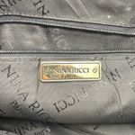 Nina Ricci Black Leather Tote Bag Drawstring Shoulder Purse Quilted Chevron Photo 7