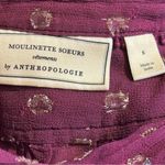 Moulinette Soeurs Anthropologie  Allegra Foil Dot Button Blouse Maroon Size Small Photo 4