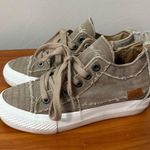 Blowfish‎ Malibu Wedge Sneaker Brown Canvas Lace Up Platform Midtop Casual 7.5 Photo 0