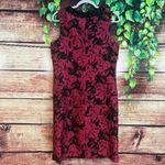 Teri Jon by Rickie Freeman Cocktail Sheath Dress Size 12 Floral Beaded Midi Black Photo 2