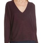 Eileen Fisher Maroon Knit Sweater Silky Tencel V-Neck Boxy Lightweight Photo 0