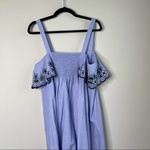 Kate Spade  blue ruffle floral embroidered‎ midi dress size large Photo 6