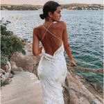 Rat & Boa Primrose Dress Cowl Cross Back XS Long Maxi Bride Formal Wedding Guest White Photo 1