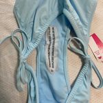 Xhilaration High Leg Scoop Waist Side Tie Blue Bikini XL Photo 3