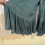 Free People Boho Green Embroidered Wide Leg Jumpsuit Size XS Photo 2