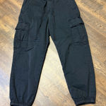 American Eagle Cargo Baggy Jogger Pants Womens 12 Short Black Y2K Skater Stretch Photo 0