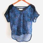 Urban Outfitters Plates Staring at Stars Blouse M Crinkle Crepe Eyelet Sheer Eyelet Crinkle Photo 0