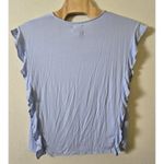 Lysse Womens Top Large Blue V Neck Ruffle Sleeveless Blouse Photo 5