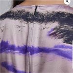 Silk Maison Maxi Dress Medium‎ Purple Black Abstract Print Long Sleeve Cutout Photo 4