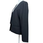 Mango Black Blazer Womens XL Jacket Open Front Elegant Workwear Satin Lapel trim Photo 2
