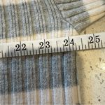 Loft Gray White Striped Ribbed Mock Neck Sweater Soft Cozy Knit Pullover Medium Photo 2