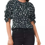 1. State  Painted Dot Puff Sleeve Top in Forest Green Photo 0