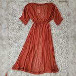 Abercrombie & Fitch Abercrombie & Fitch Short Sleeve Duster Length Kimono Red One Size Fits Most Photo 1